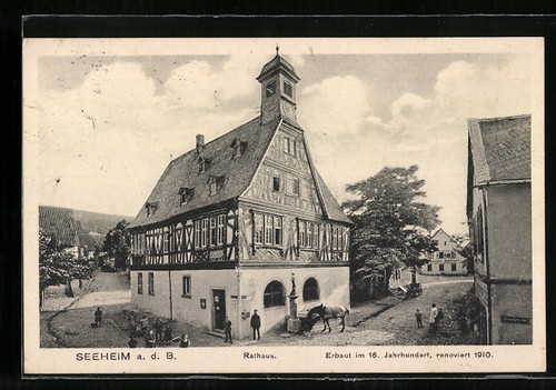 Ansichtskarte seeheim rathaus - ansichtskarte, seeheim,