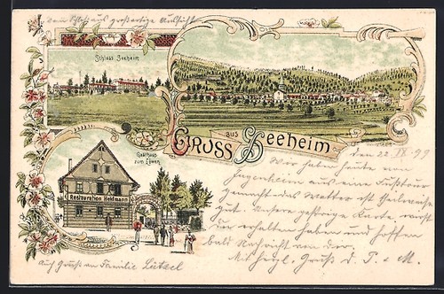 Lithographie seeheim gasthaus - seeheim,,