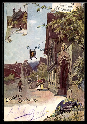 Lithographie seeheim gasthaus - lithographie,